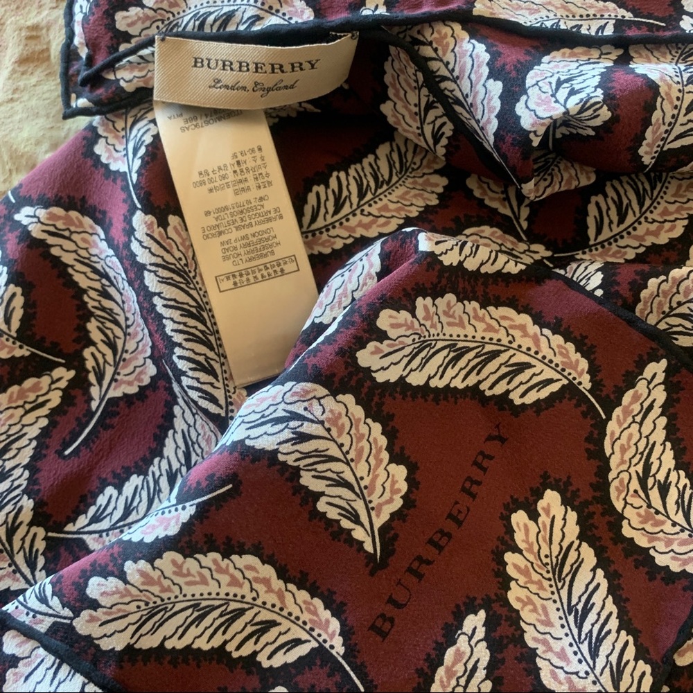 Burberry Feather Print 100% Silk Oblong Scarf